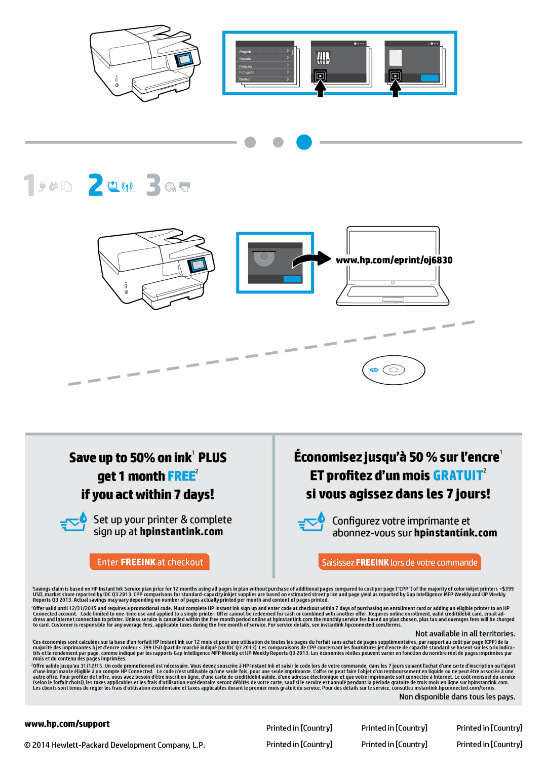 HP Pro 6830, Pro 6835 manual Économisez jusqu’à 50 % sur l’encre1, Saisissez Freeink lors de votre commande 