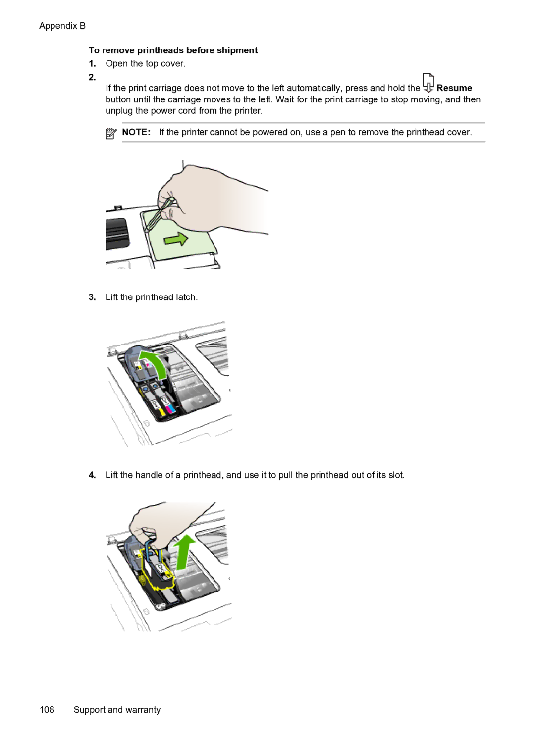 HP Pro 8000 C9297A#B1H manual To remove printheads before shipment 