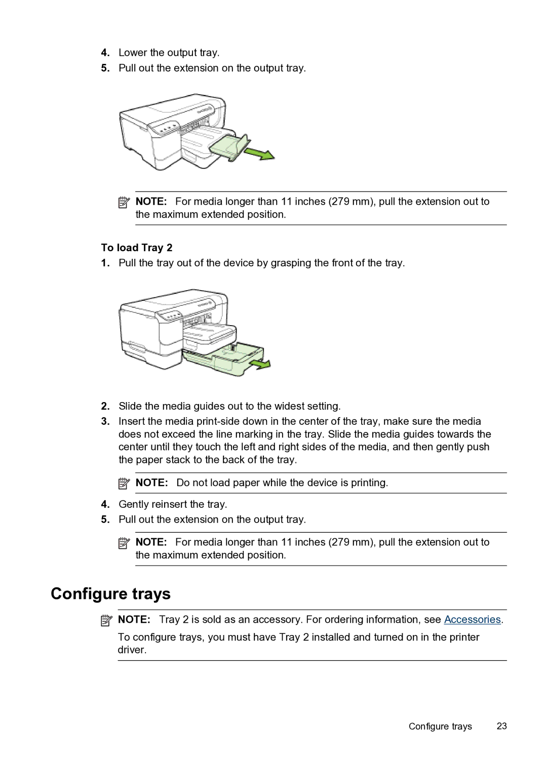 HP Pro 8000 C9297A#B1H manual Configure trays, To load Tray 