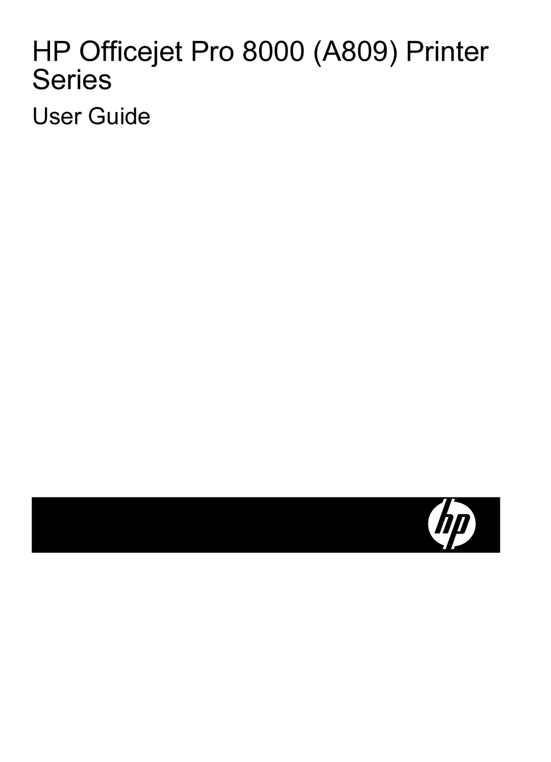 HP Pro 8000 C9297A#B1H manual HP Officejet Pro 8000 A809 Printer Series 