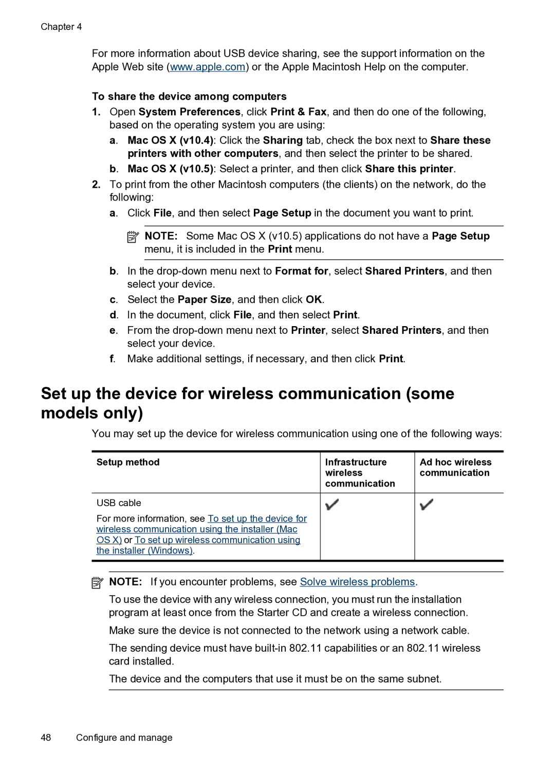 HP Pro 8000 C9297A#B1H manual To share the device among computers, Setup method Infrastructure, Wireless, Communication 