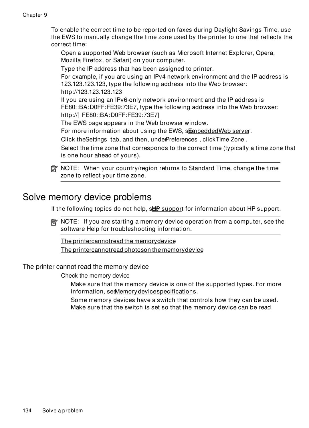 HP Pro 8500A - A910a manual Solve memory device problems, Printer cannot read the memory device, Check the memory device 