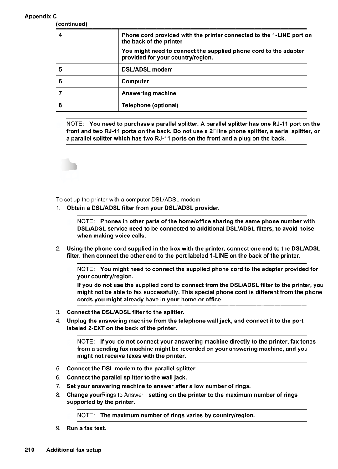 HP Pro 8500A Plus - A910g, Pro 8500A - A910a manual To set up the printer with a computer DSL/ADSL modem 