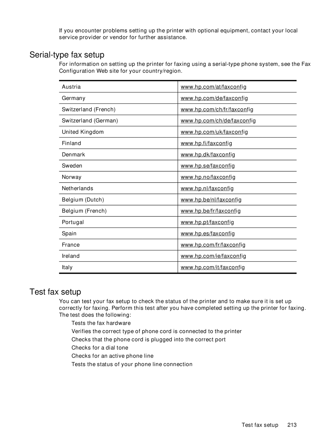 HP Pro 8500A Plus - A910g, Pro 8500A - A910a, Pro 8500A Premium - A910n manual Serial-type fax setup, Test fax setup 