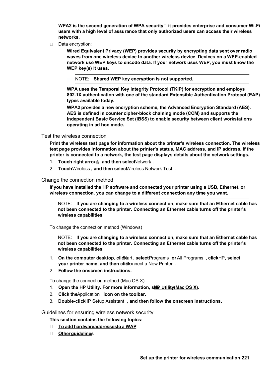 HP Pro 8500A - A910a, Pro 8500A Plus - A910g manual Test the wireless connection, Change the connection method 