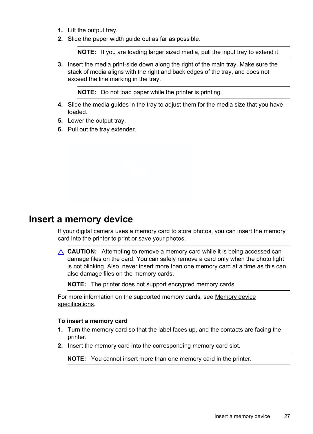 HP Pro 8500A Plus - A910g, Pro 8500A - A910a, Pro 8500A Premium - A910n Insert a memory device, To insert a memory card 