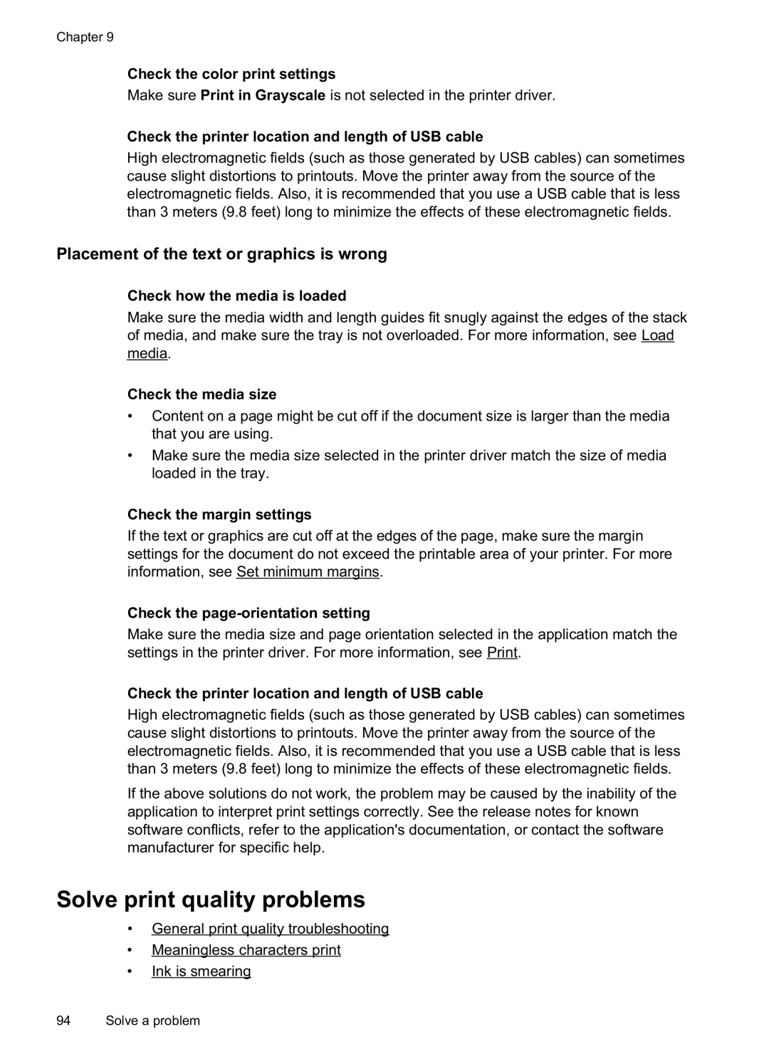 HP Pro 8500A Premium - A910n, Pro 8500A - A910a Solve print quality problems, Placement of the text or graphics is wrong 