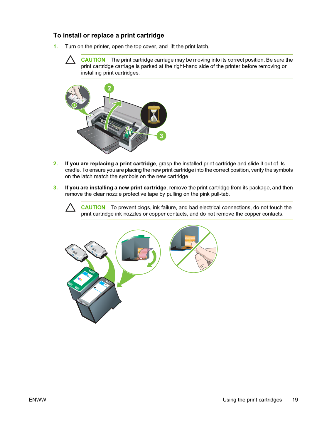 HP Pro B8300 manual To install or replace a print cartridge 