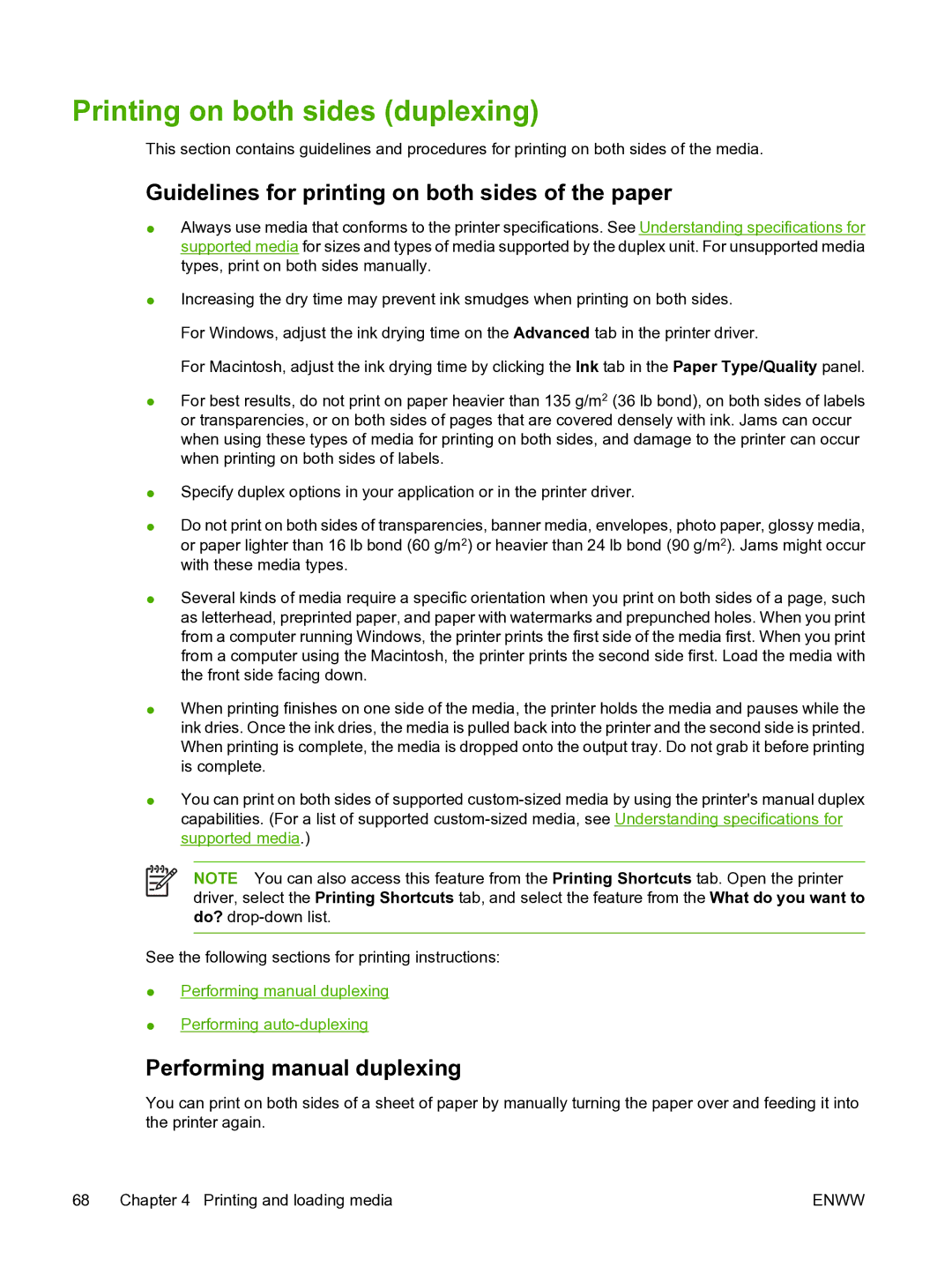 HP Pro B8300 manual Printing on both sides duplexing, Guidelines for printing on both sides of the paper 