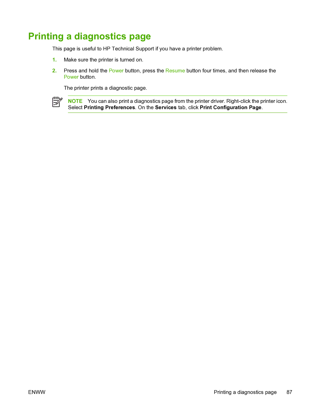 HP Pro B8300 manual Printing a diagnostics 