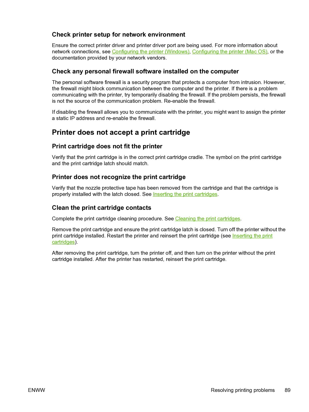 HP Pro B8300 manual Printer does not accept a print cartridge, Check printer setup for network environment 