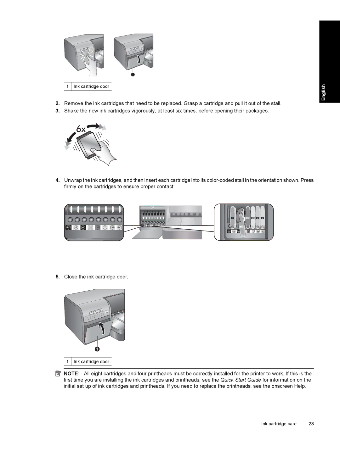 HP Pro B8800 manual Ink cartridge door 