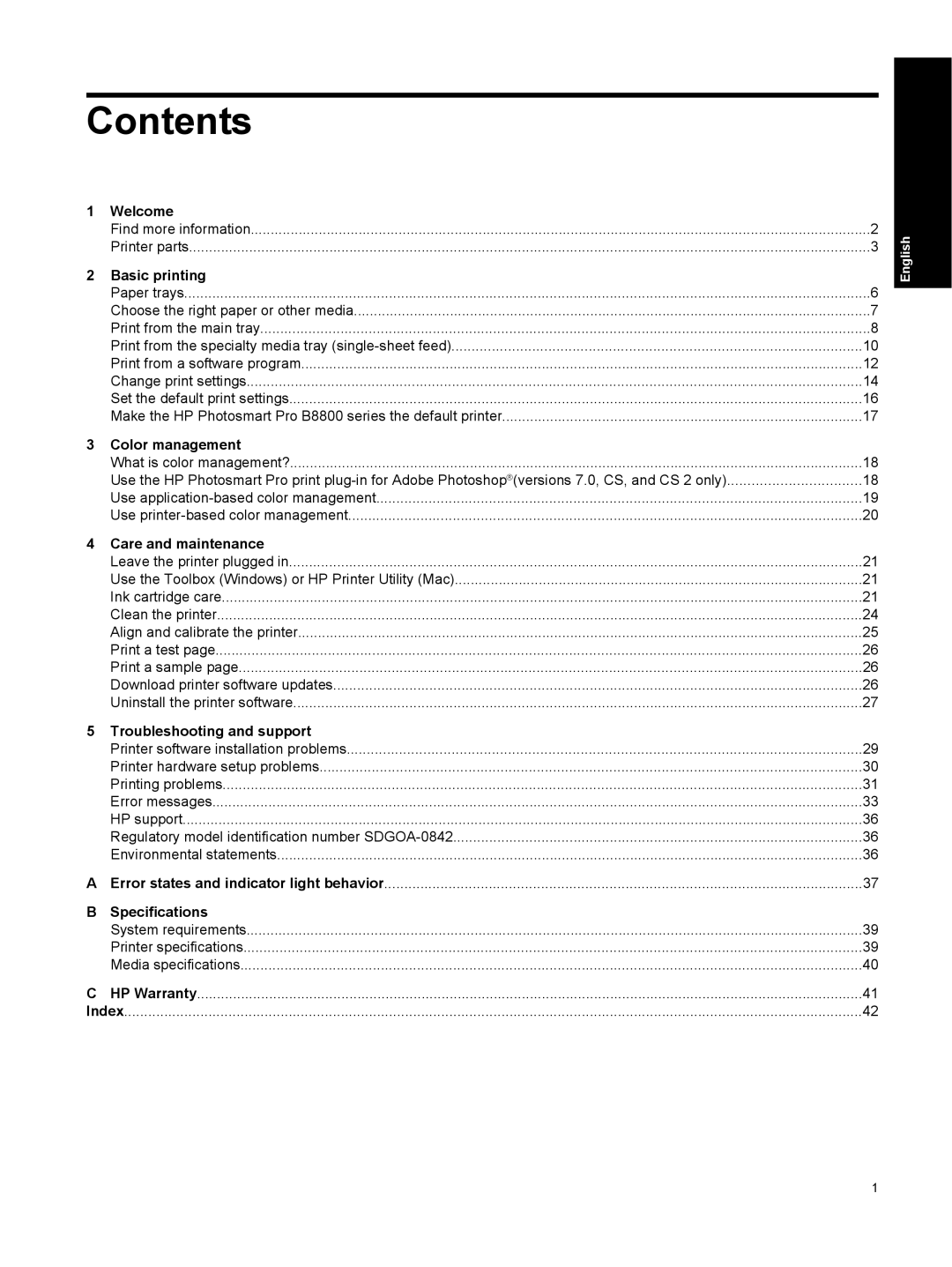 HP Pro B8800 manual Contents 