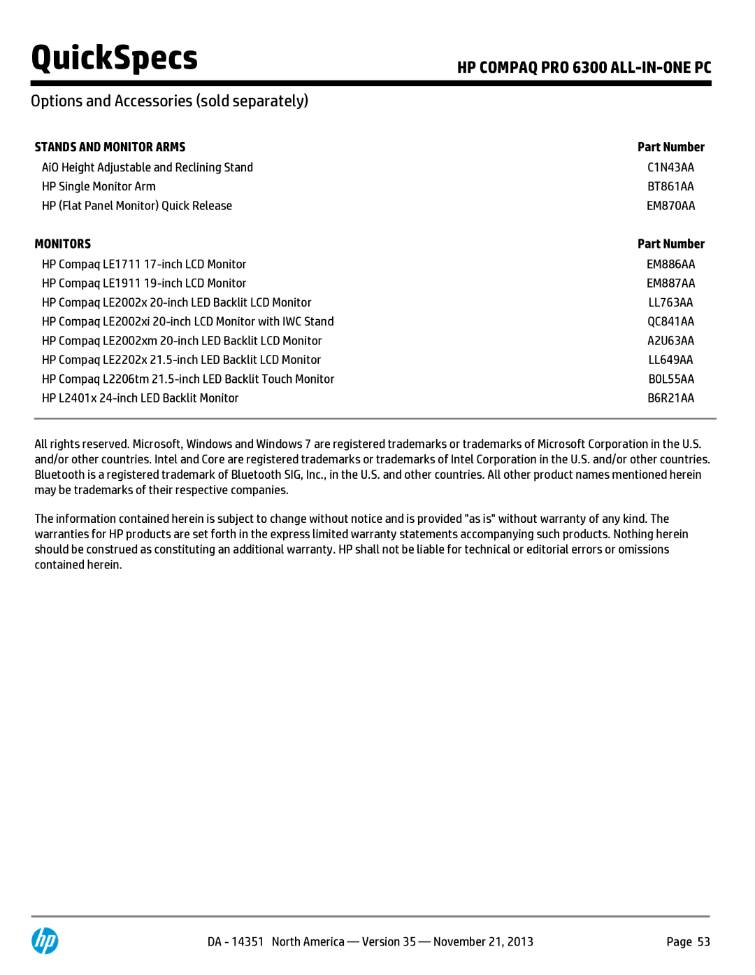 HP Pro B9C31AW#ABA manual Stands and Monitor Arms, Monitors 