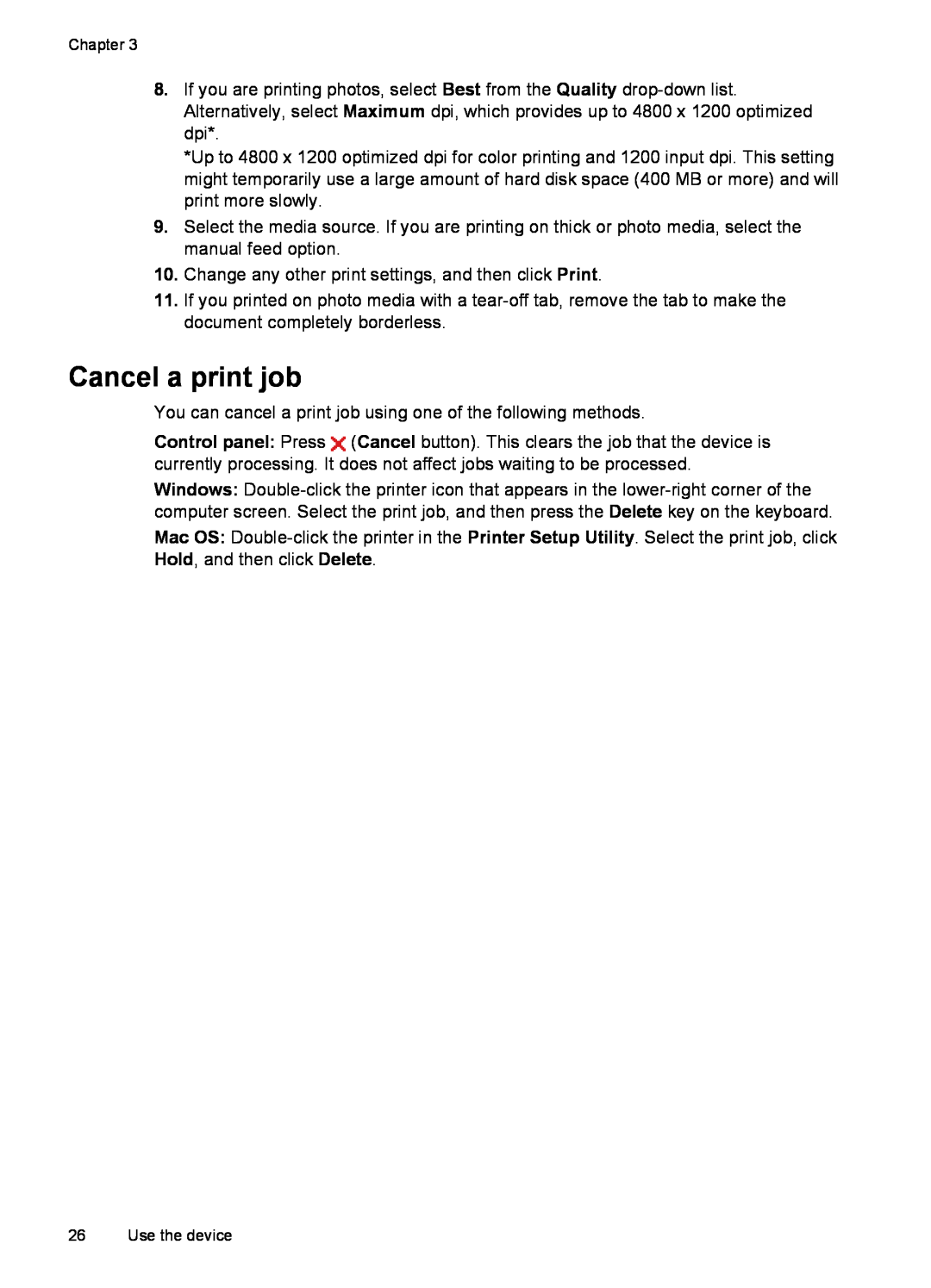 HP Pro K5400, K5300 manual Cancel a print job 