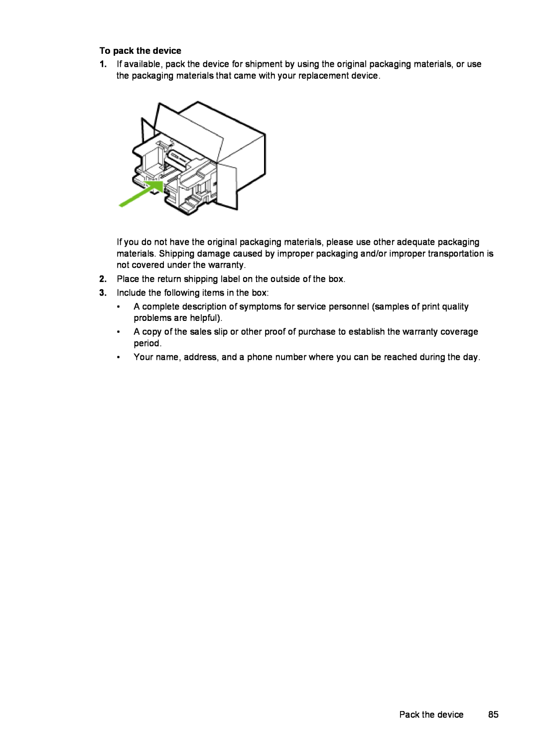 HP K5300, Pro K5400 manual To pack the device 