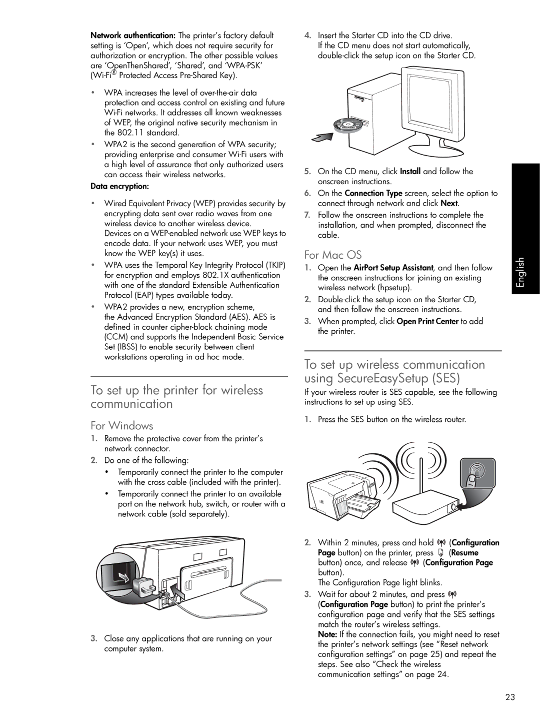 HP Pro K550 manual To set up the printer for wireless communication, For Windows, For Mac OS 