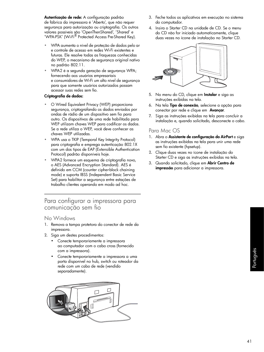 HP Pro K550 manual Para configurar a impressora para comunicação sem fio, Para Mac OS, No Windows 