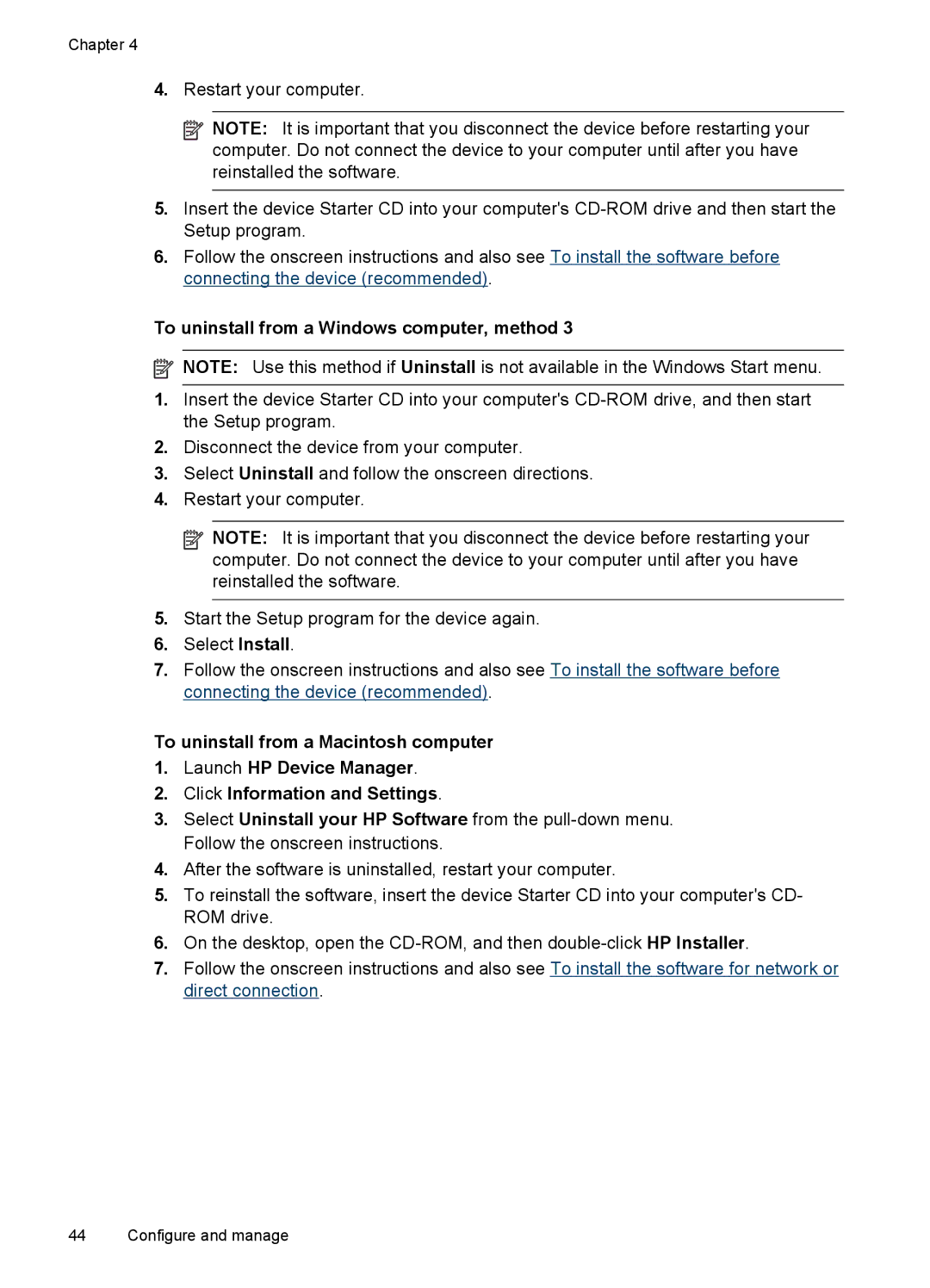 HP Pro K8600 manual To uninstall from a Windows computer, method 