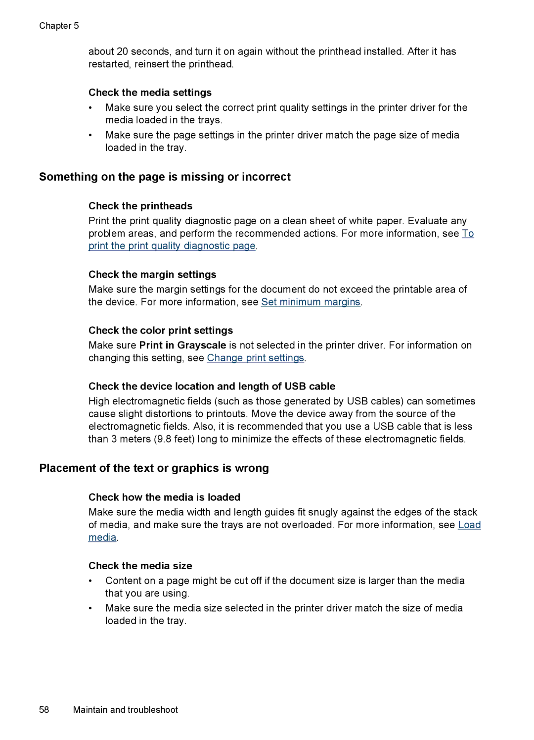 HP Pro K8600 manual Something on the page is missing or incorrect, Placement of the text or graphics is wrong 