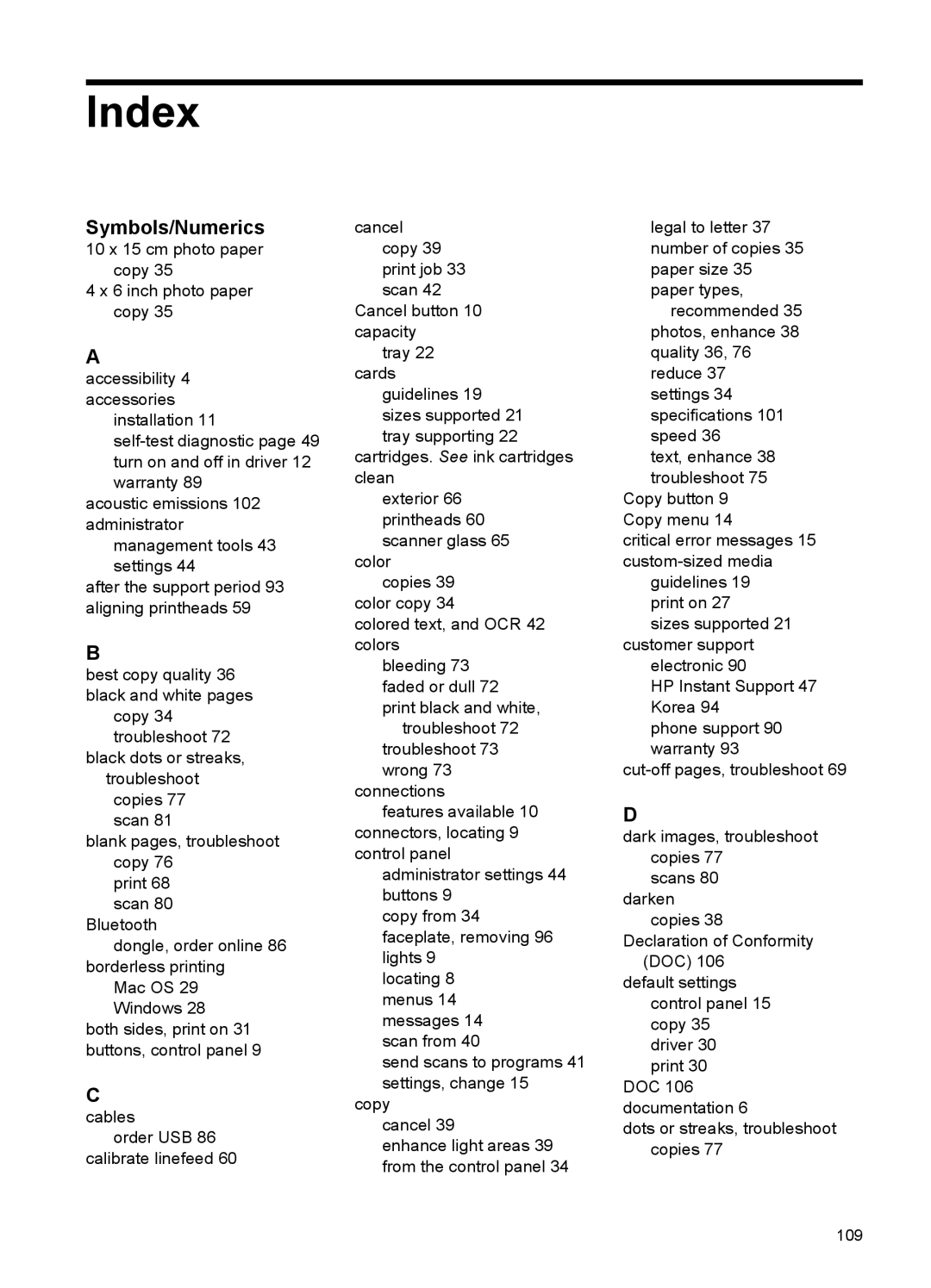 HP Pro L7400 manual Index, Symbols/Numerics 