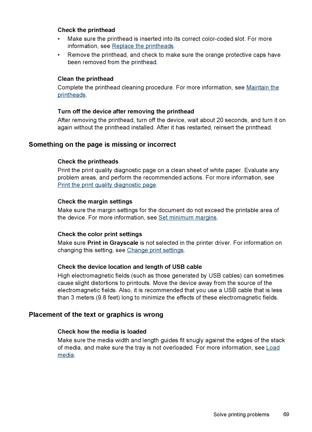 HP Pro L7400 manual Something on the page is missing or incorrect, Placement of the text or graphics is wrong 