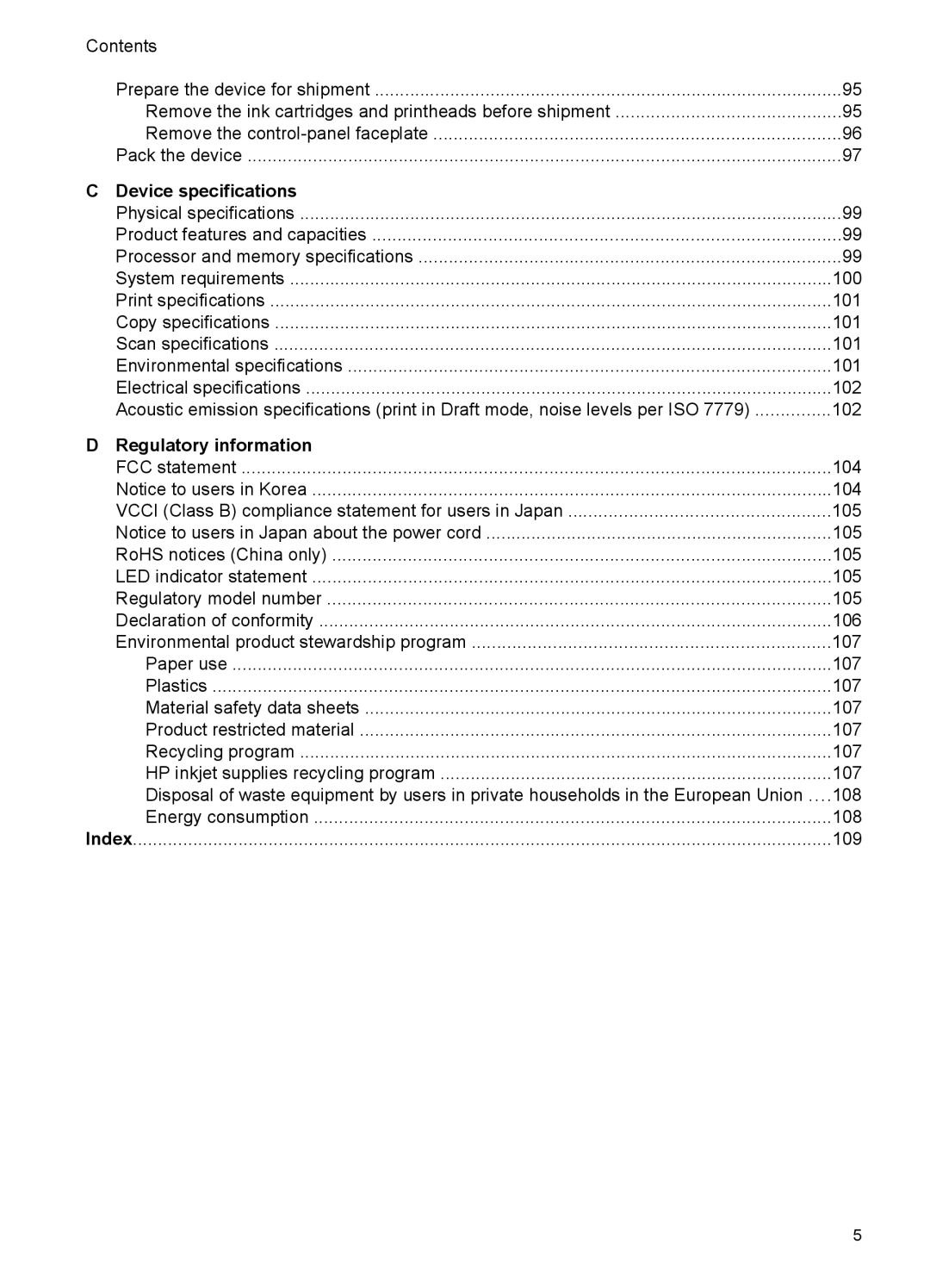 HP Pro L7400 manual Device specifications, Regulatory information 