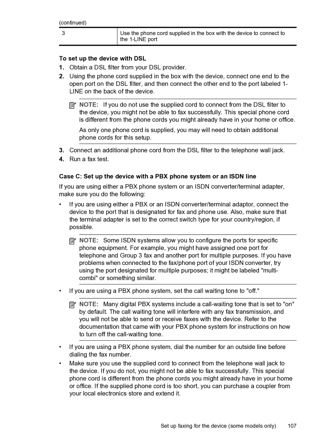 HP PRO L7500 manual To set up the device with DSL 