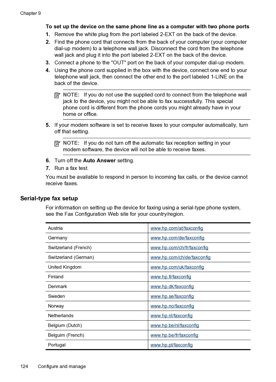 HP PRO L7500 manual Serial-type fax setup 