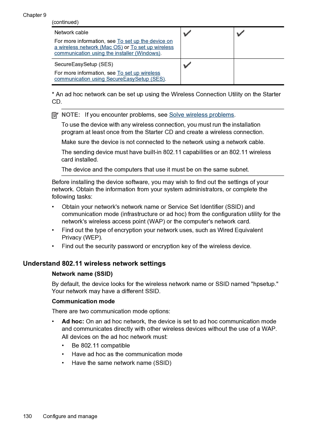 HP PRO L7500 manual Understand 802.11 wireless network settings, Network name Ssid, Communication mode 