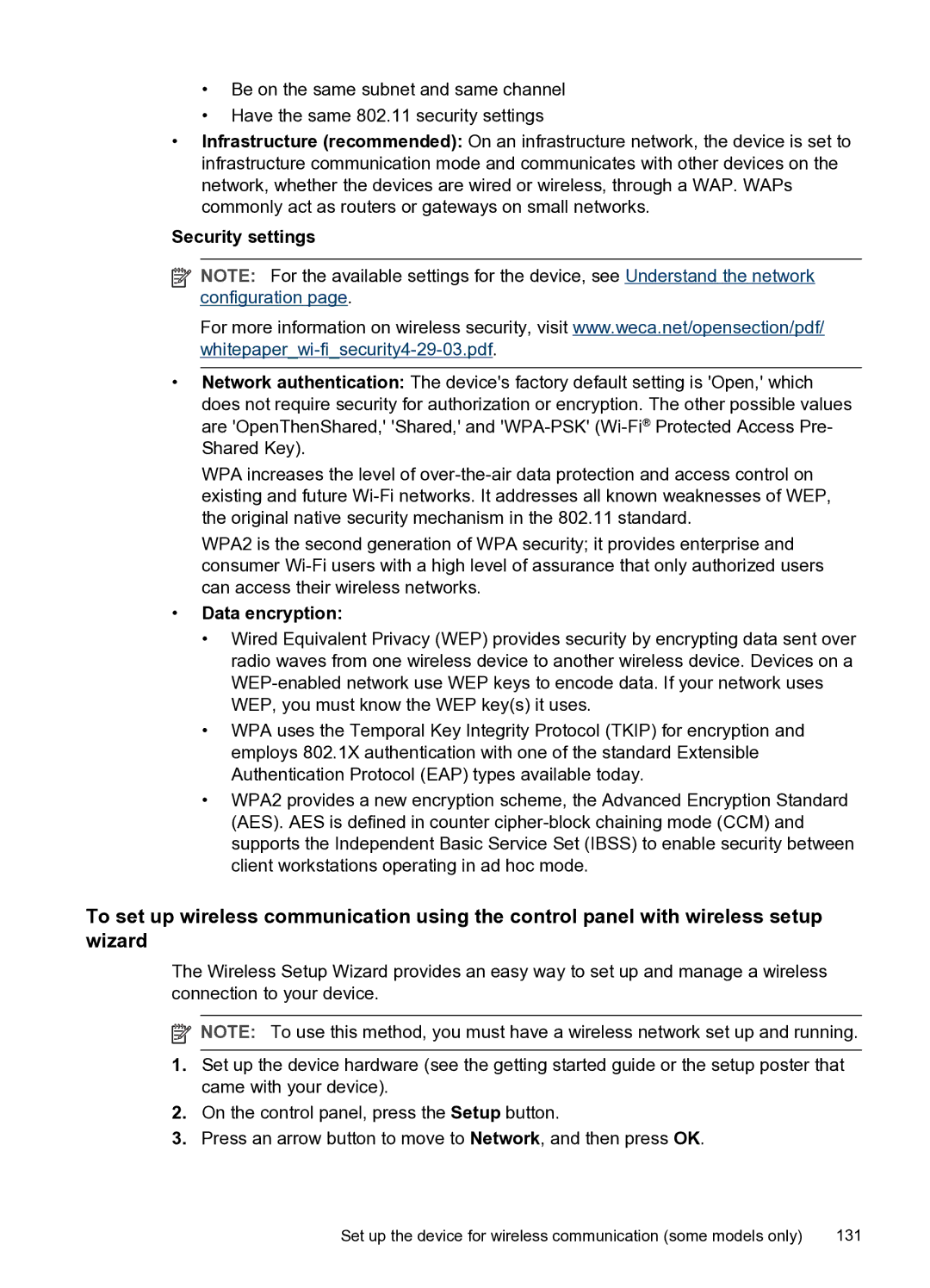 HP PRO L7500 manual Security settings, Data encryption 