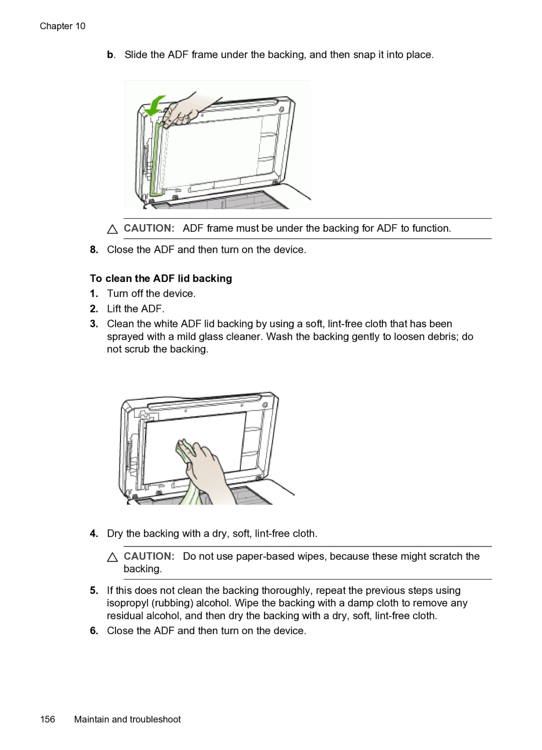 HP PRO L7500 manual To clean the ADF lid backing 