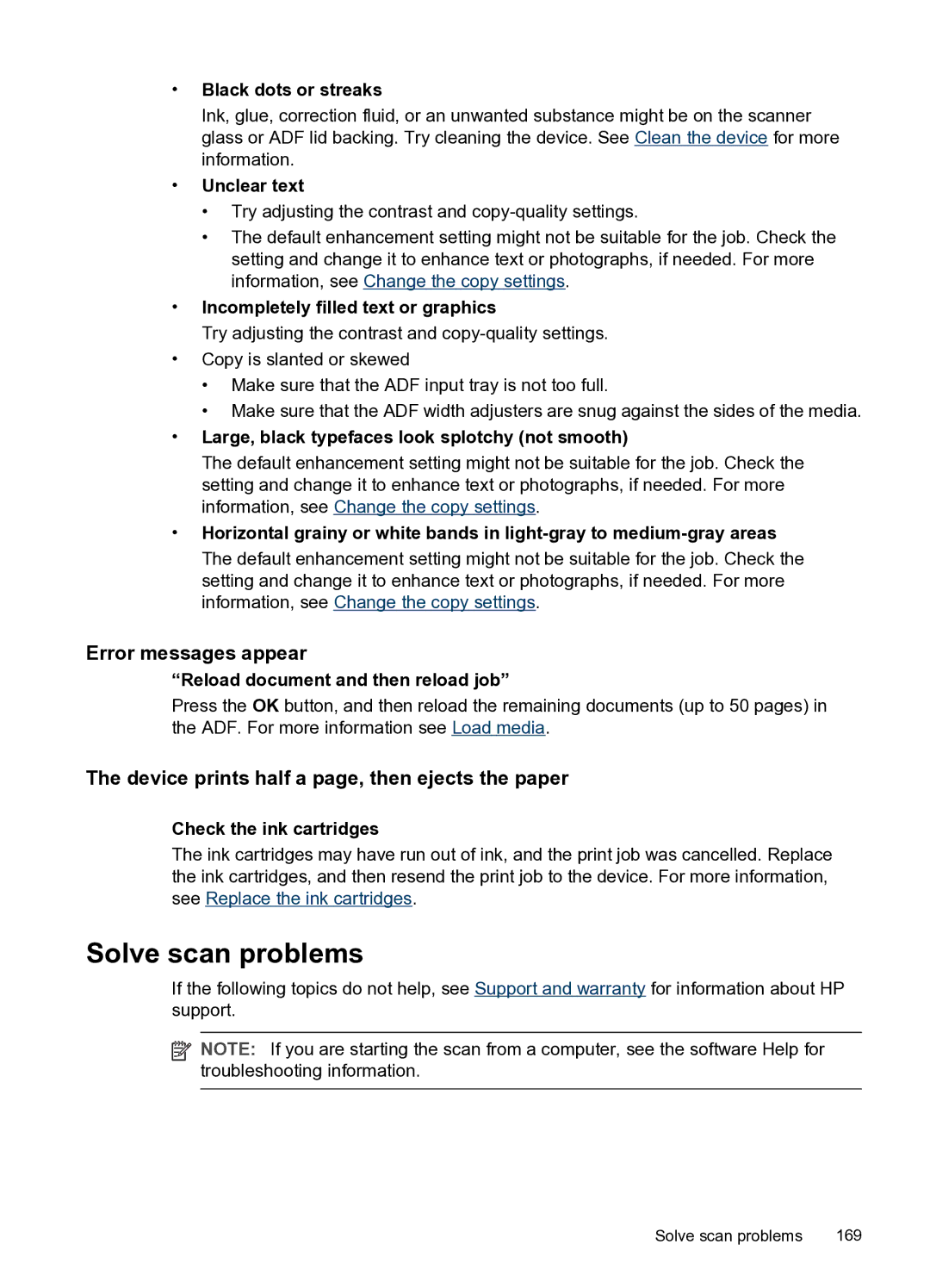 HP PRO L7500 manual Solve scan problems, Error messages appear 