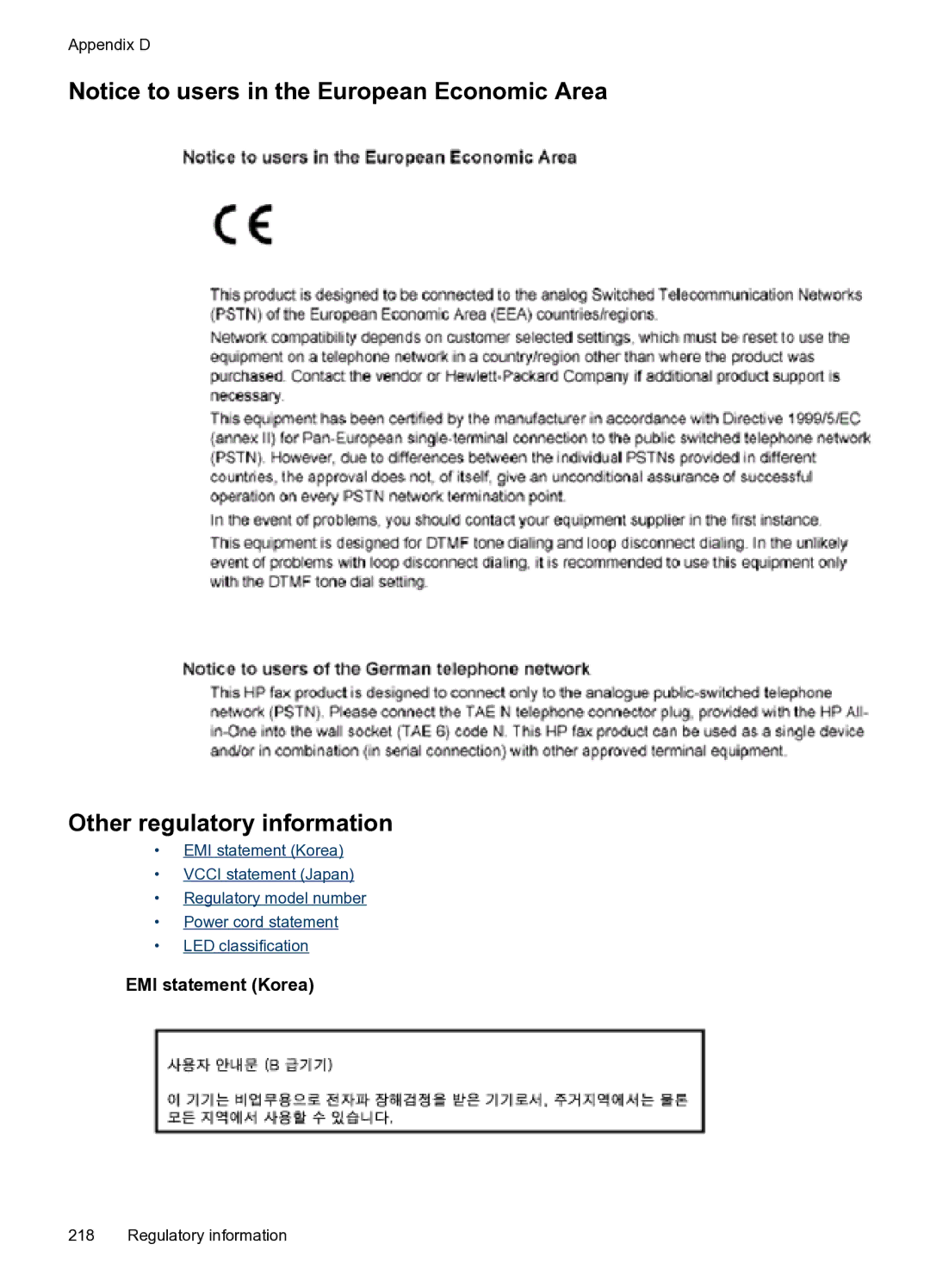 HP PRO L7500 manual Other regulatory information, EMI statement Korea 