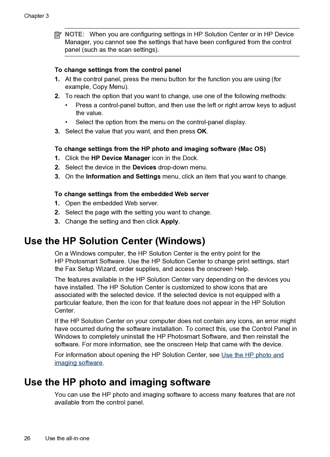 HP PRO L7500 manual Use the HP Solution Center Windows, Use the HP photo and imaging software 