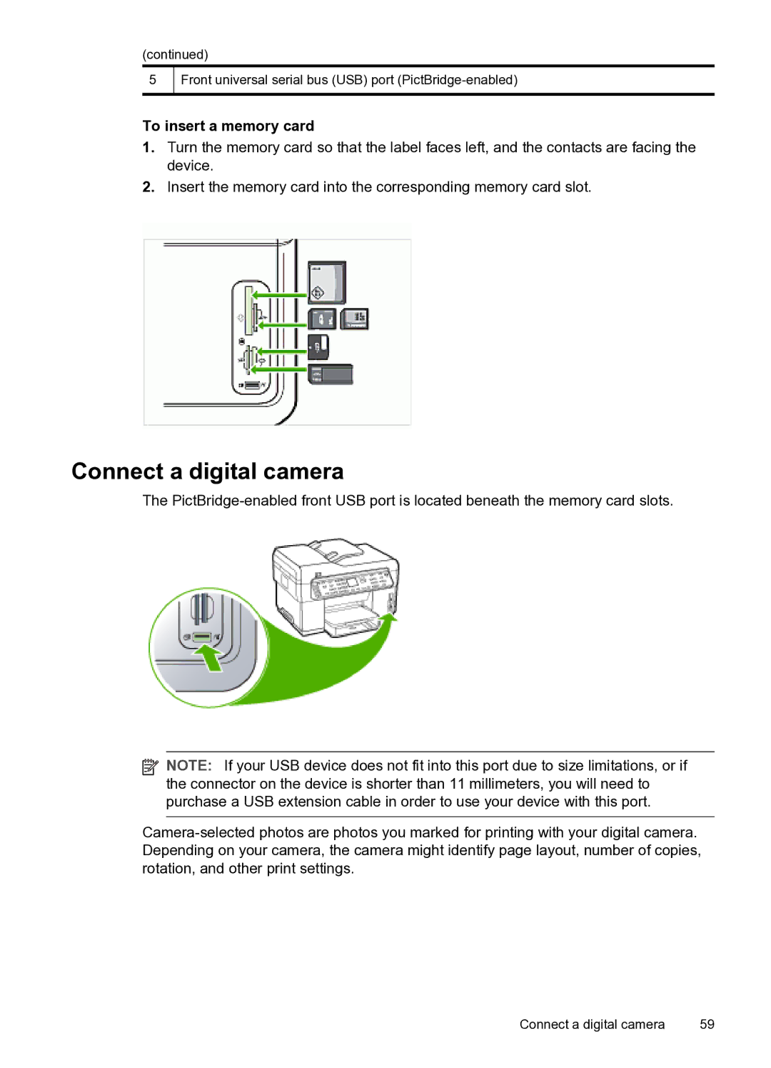 HP PRO L7500 manual Connect a digital camera, To insert a memory card 