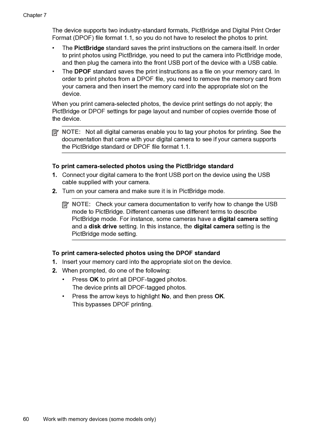 HP PRO L7500 manual To print camera-selected photos using the Dpof standard 