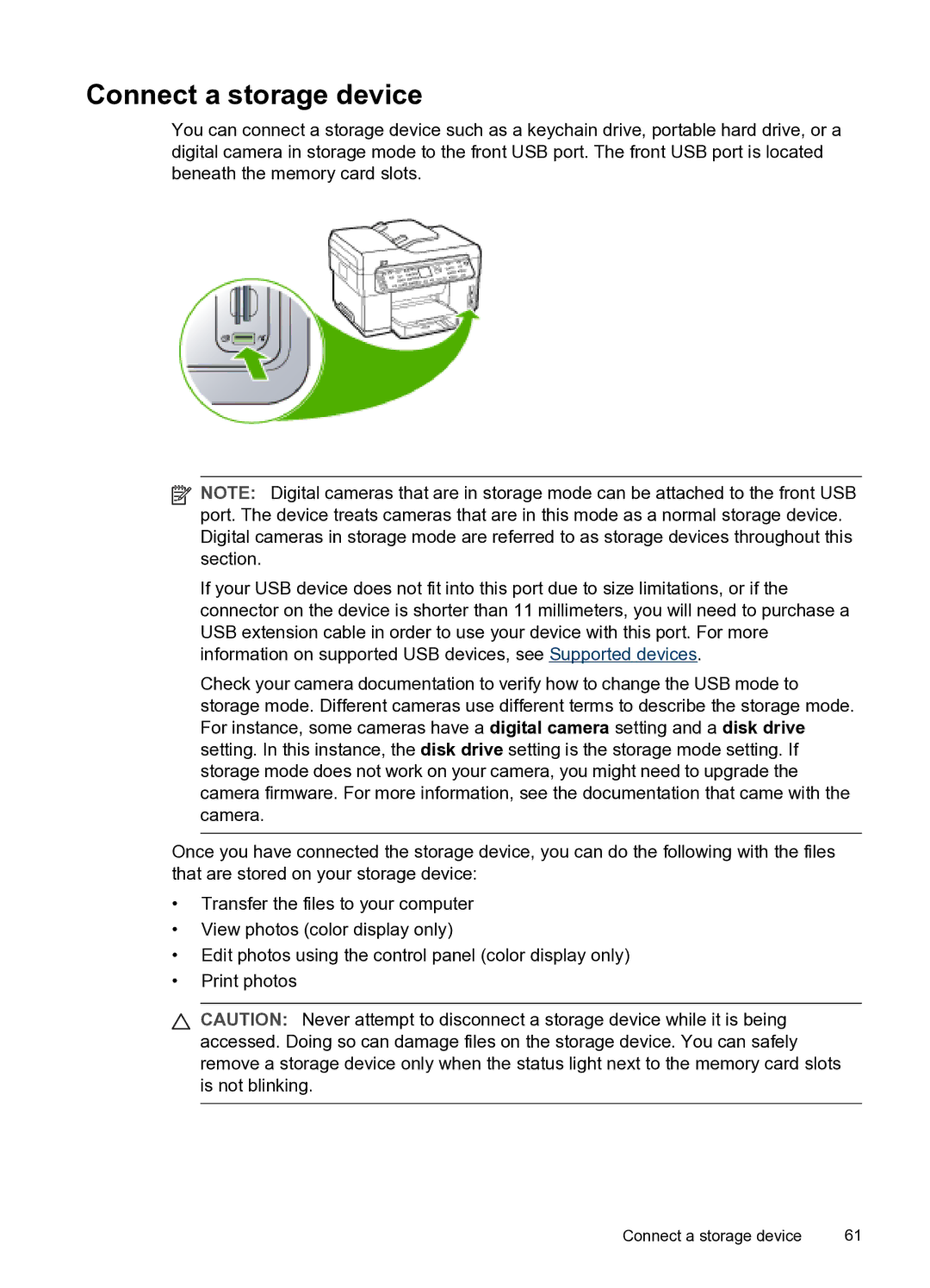 HP PRO L7500 manual Connect a storage device 