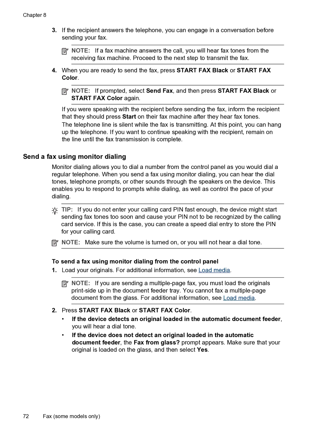 HP PRO L7500 manual Send a fax using monitor dialing, To send a fax using monitor dialing from the control panel 