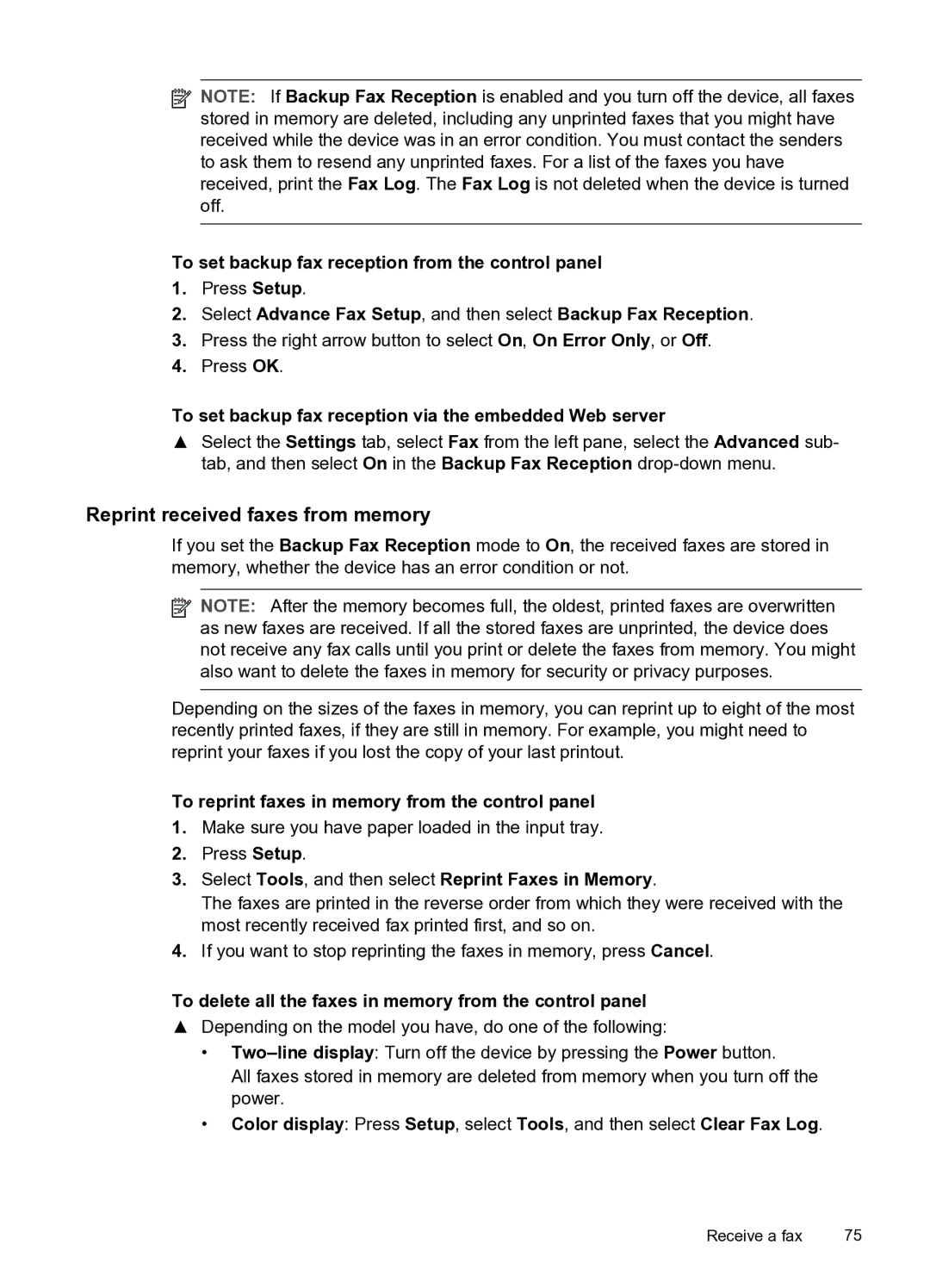 HP PRO L7500 manual Reprint received faxes from memory 