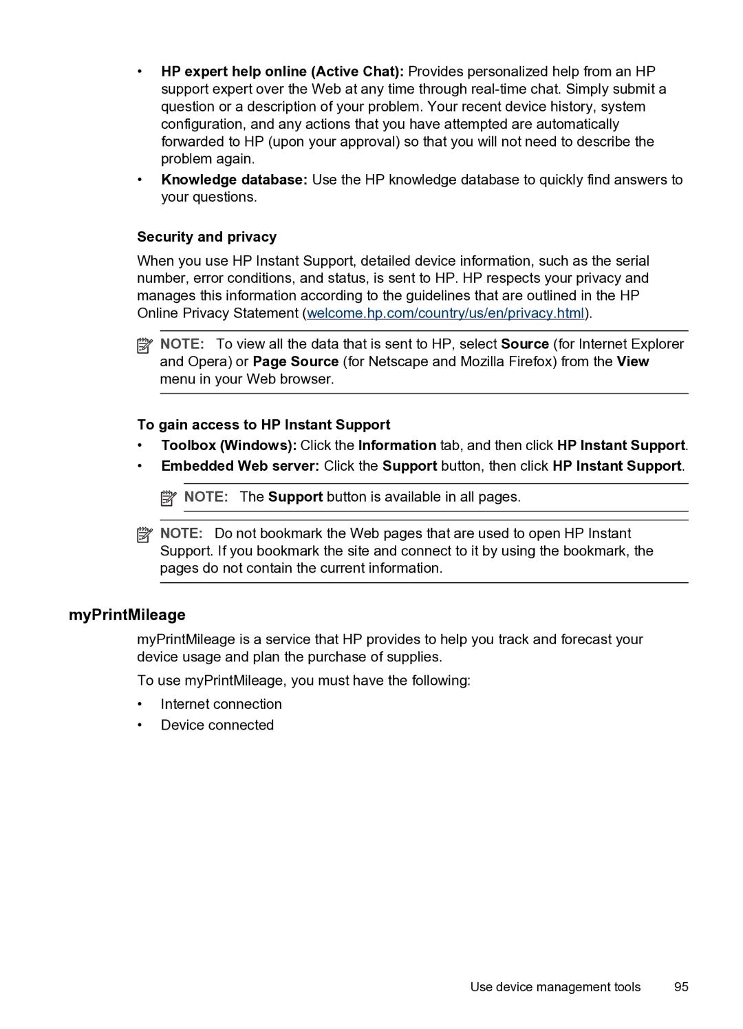 HP PRO L7500 manual MyPrintMileage 