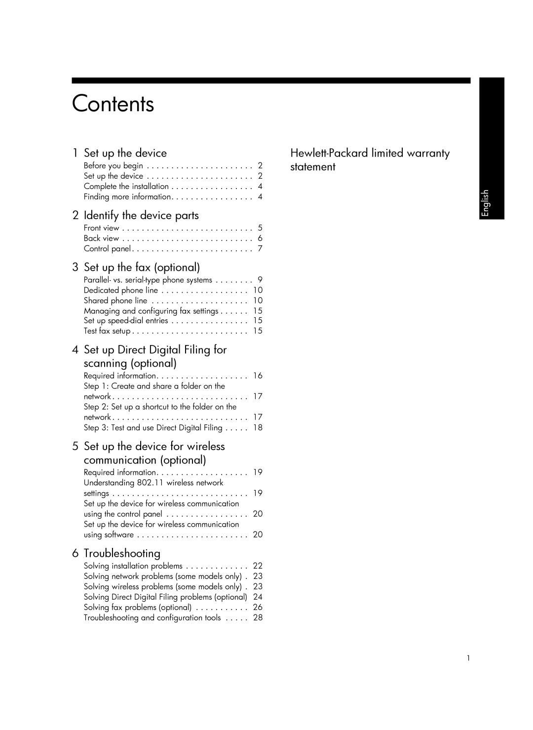 HP Pro L7550, Pro L7750, Pro L7680, Pro L7650, Pro L7580, Pro L7780, Pro L7590 manual Contents 