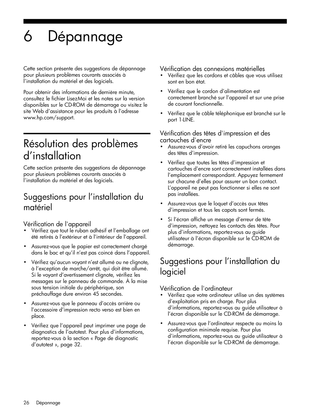 HP Pro L7780, Pro L7750 Dépannage, Résolution des problèmes d’installation, Suggestions pour l’installation du matériel 