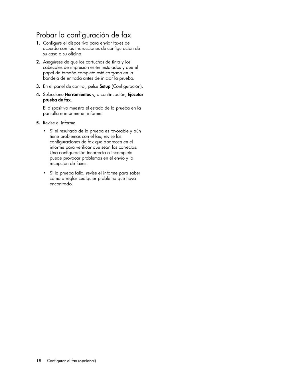 HP Pro L7650, Pro L7750, Pro L7680, Pro L7580, Pro L7780, Pro L7550, Pro L7590 manual Probar la configuración de fax 