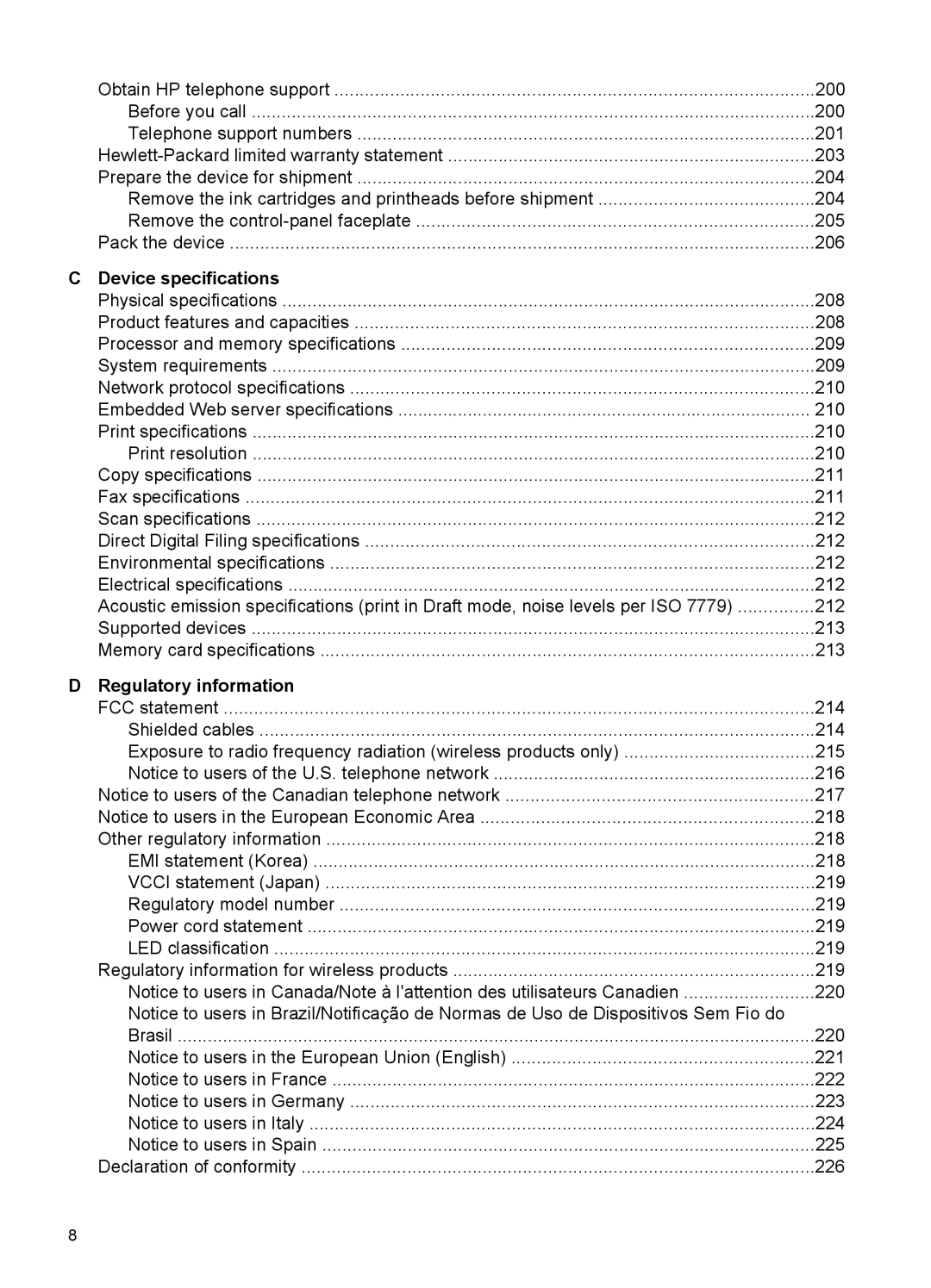 HP Pro L7780, Pro L7750, Pro L7680, Pro L7650, Pro L7580, Pro L7555, Pro L7550 Device specifications, Regulatory information 