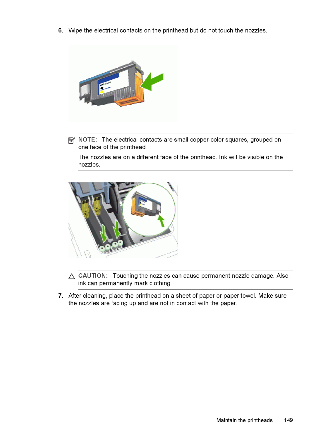 HP Pro L7680, Pro L7750, Pro L7650, Pro L7580, Pro L7780, Pro L7555, Pro L7550, Pro L7590 manual Maintain the printheads 149 