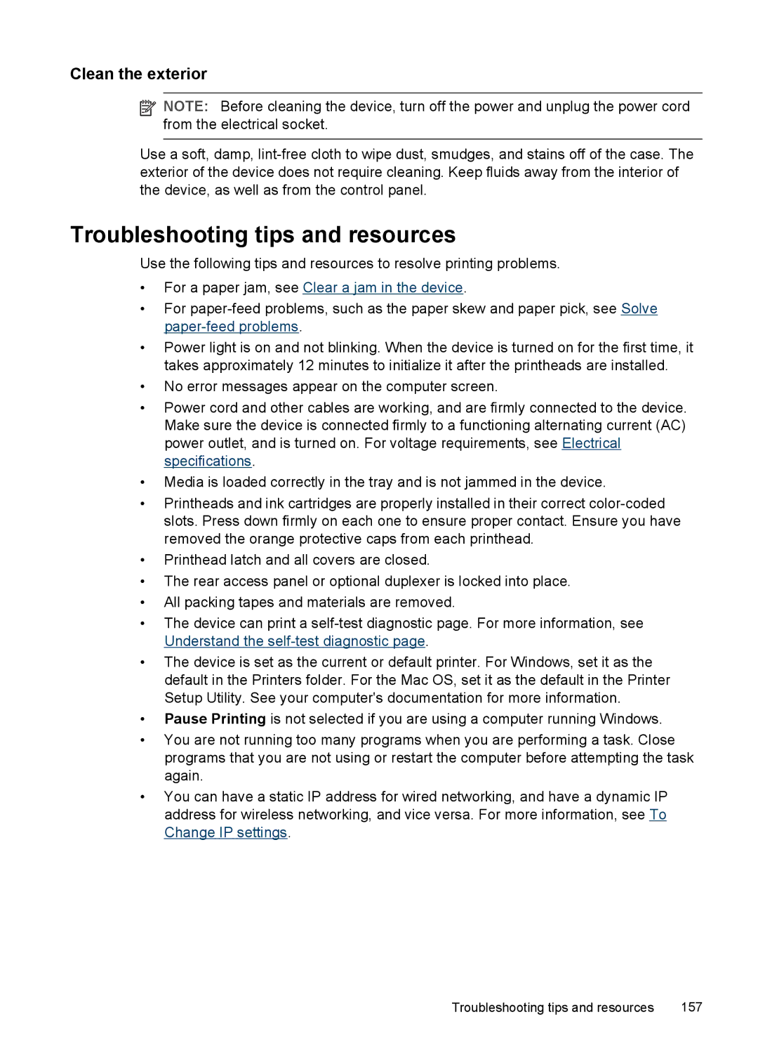 HP Pro L7680, Pro L7750, Pro L7650, Pro L7580, Pro L7780, Pro L7555 Troubleshooting tips and resources, Clean the exterior 