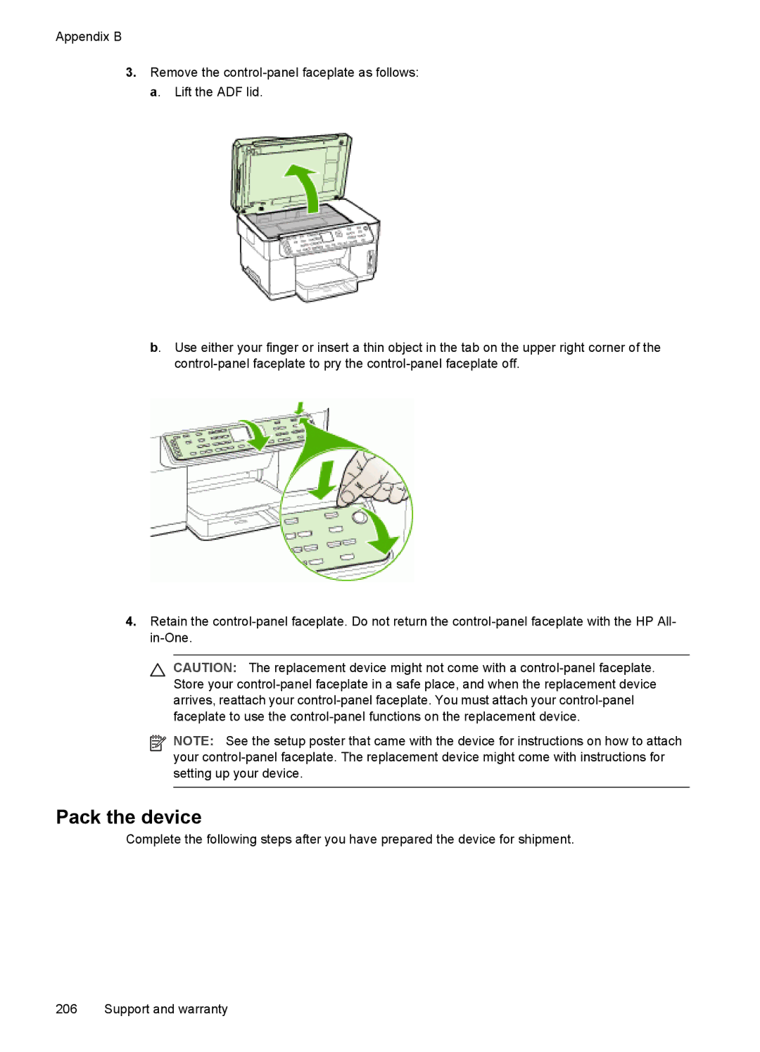 HP Pro L7650, Pro L7750, Pro L7680, Pro L7580, Pro L7780, Pro L7555, Pro L7550, Pro L7590 manual Pack the device 