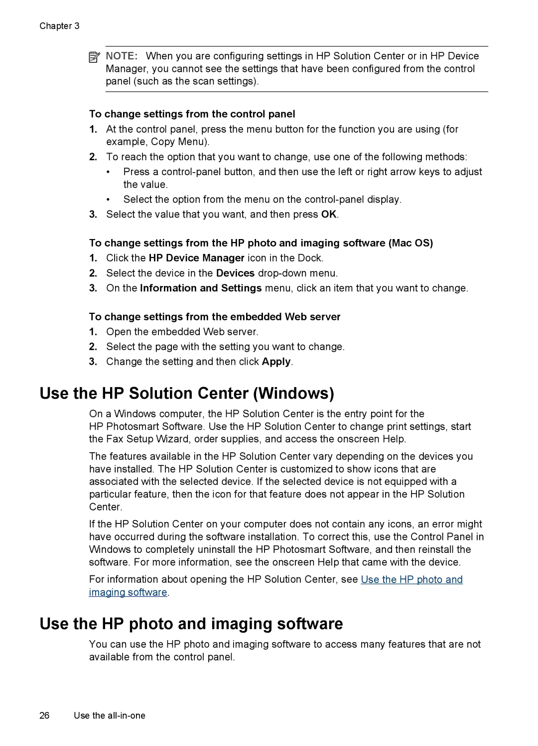 HP Pro L7550, Pro L7750, Pro L7680, Pro L7650 manual Use the HP Solution Center Windows, Use the HP photo and imaging software 