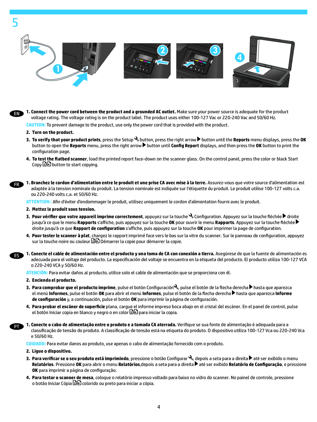 HP Pro MFP M176n manual Turn on the product, Encienda el producto, Ligue o dispositivo 